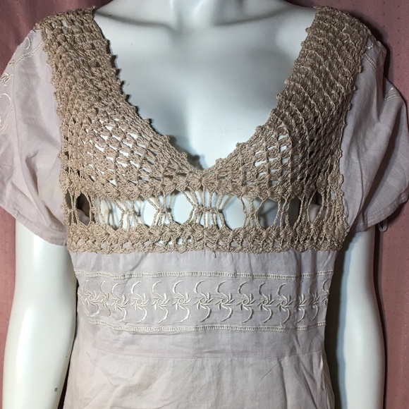 Boho Crochet Beachy Drawstring Top Blouse - Picture 8 of 8